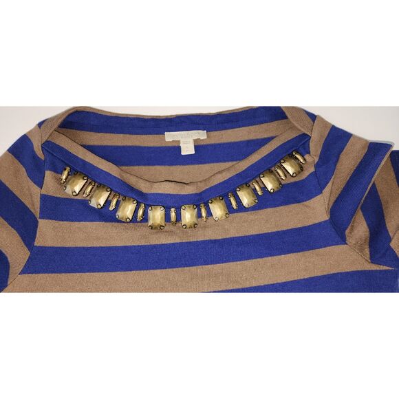 NWOT Burberry Brit Brown & Blue Striped Short Sleeve Knit Top Sz S - Picture 4 of 8